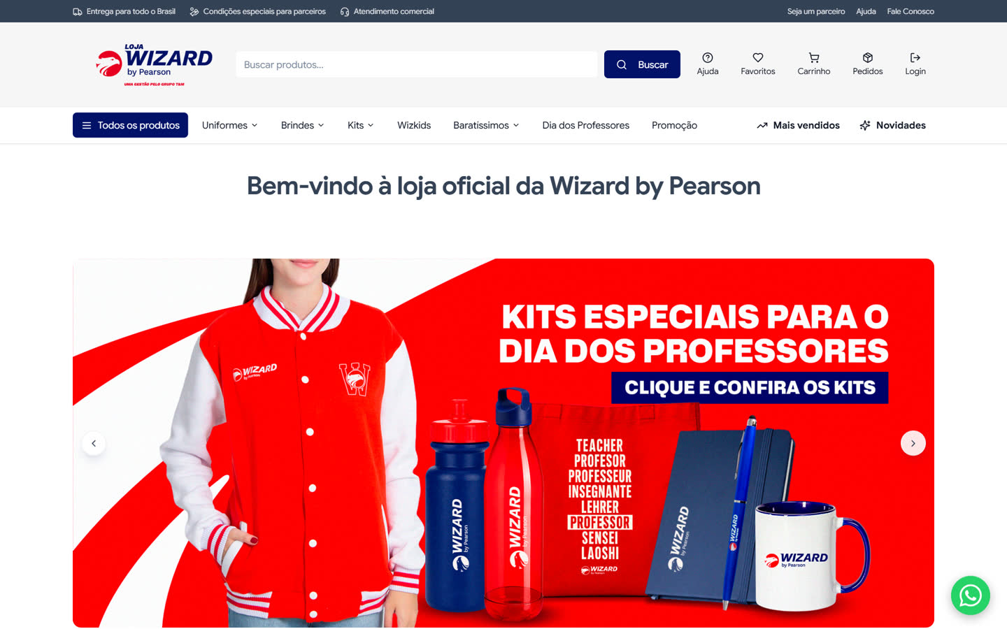Loja B2B da Wizard by Pearson para as escolas da rede