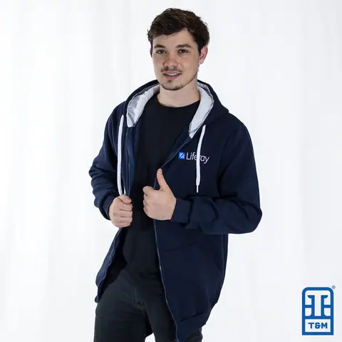 Moletom com zíper personalizado para empresa — trabalho da T&M