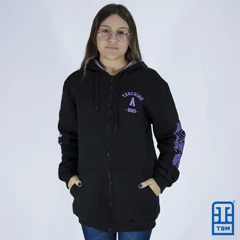 Moletom com zíper personalizado para turma de escola — trabalho da T&M