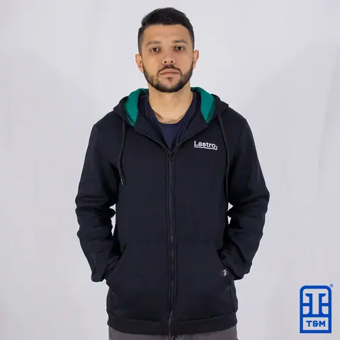 Moletom com zíper personalizado para empresa — trabalho da T&M