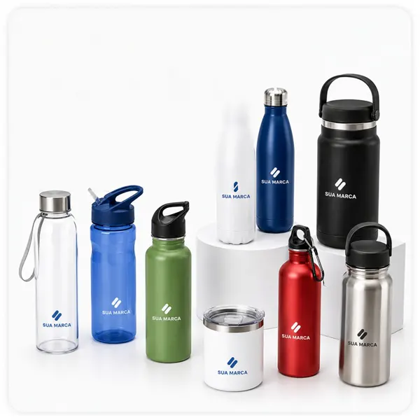Garrafas e squeezes personalizados com a marca