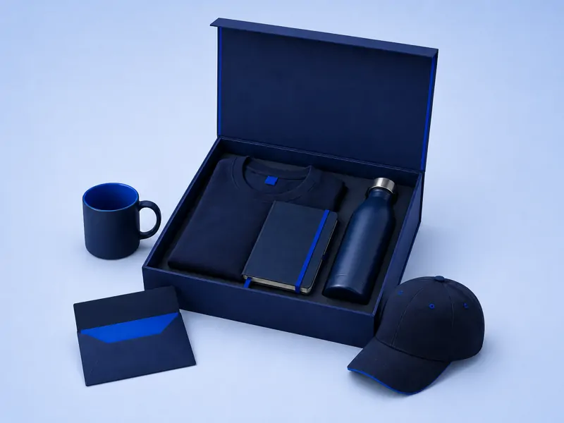 Caixa de kit com a marca da empresa
