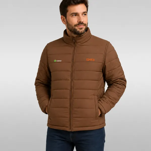 Jaqueta Puffer com a marca da empresa