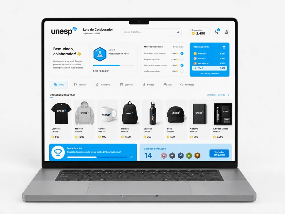 Loja online com produtos da marca aberta num notebook