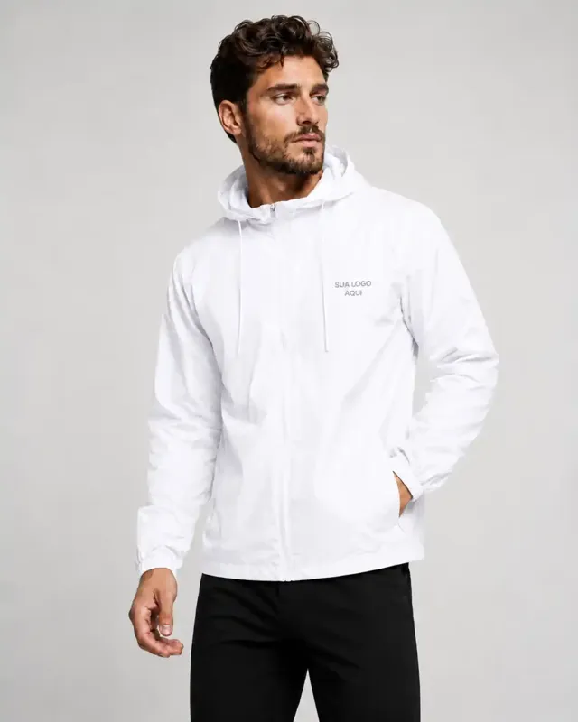 Corta-vento liso branco