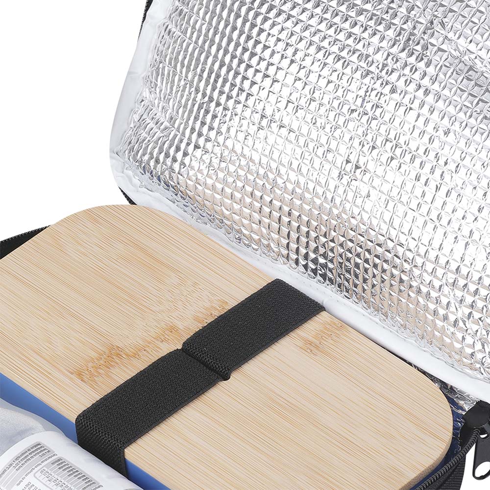 Bolsa térmica em PET reciclado com 2 compartimentos e bolso frontal, foto 3