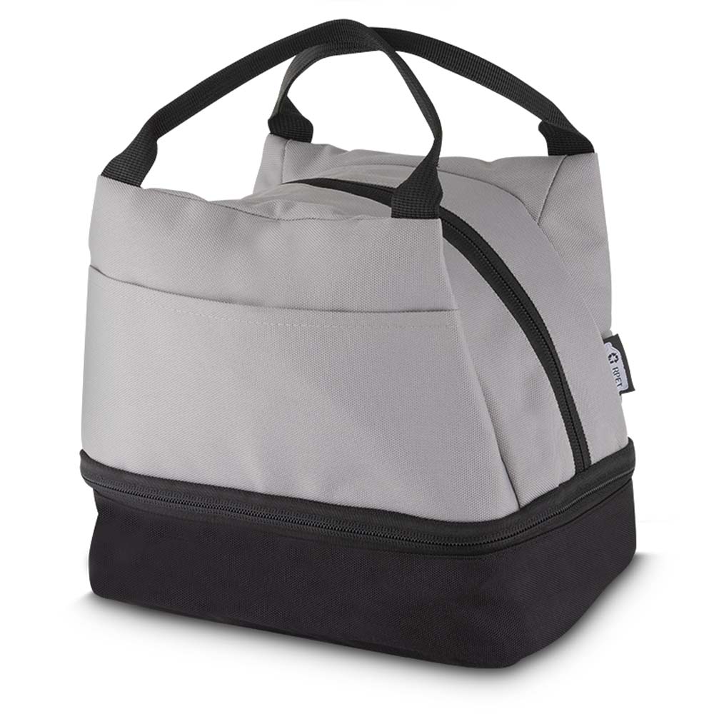 Bolsa térmica em PET reciclado com 2 compartimentos e bolso frontal, foto 5
