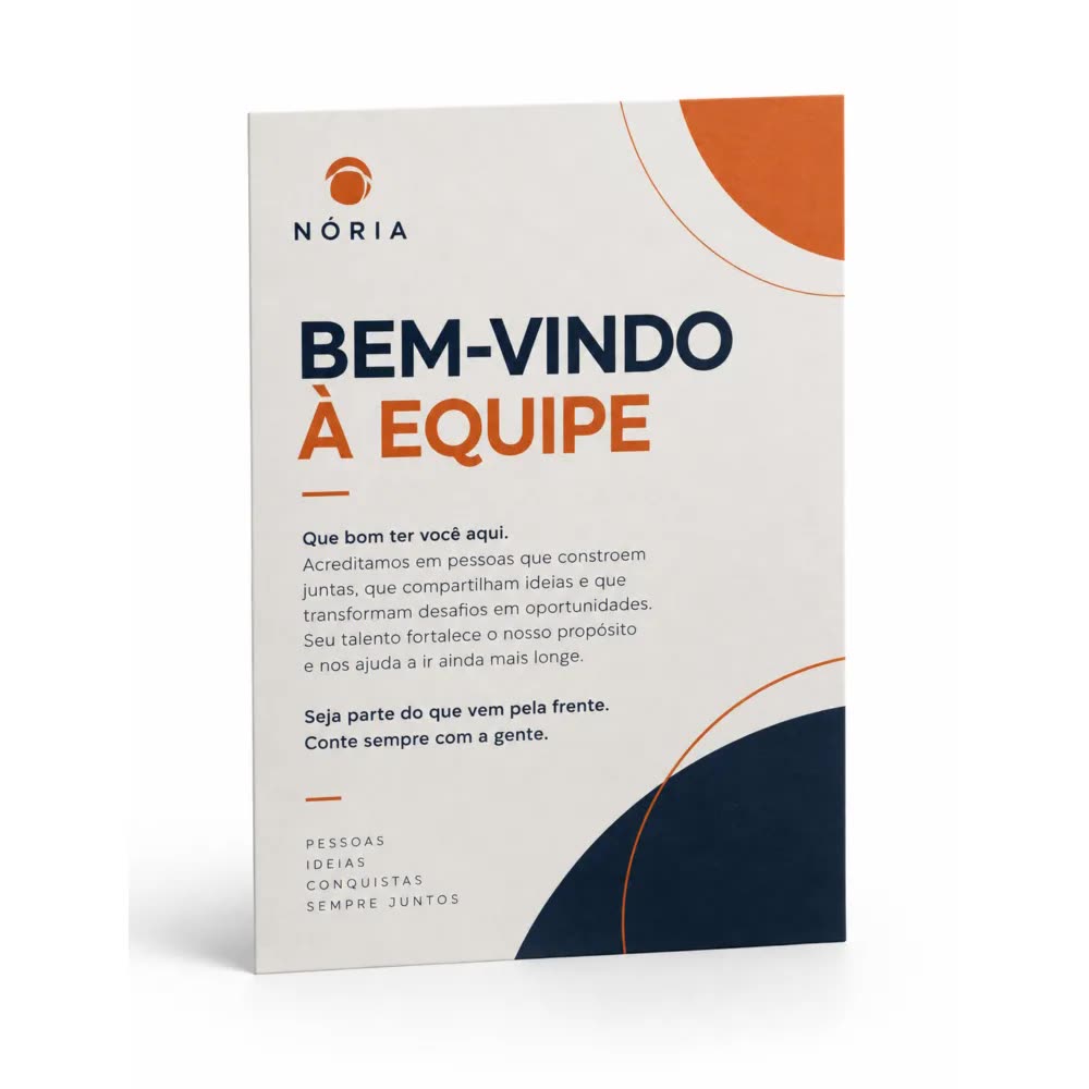 Cartinha para kit onboarding com a logo da empresa