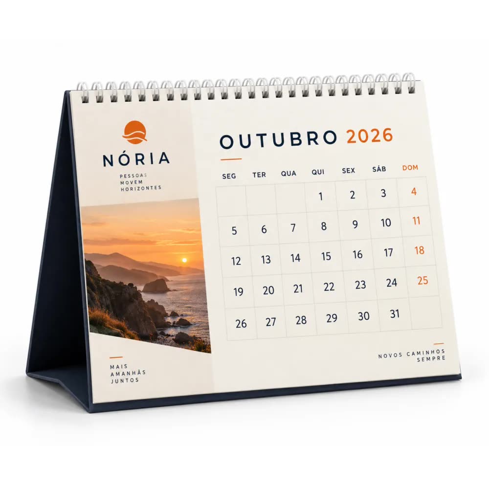 Calendário de mesa personalizado com a logo da empresa