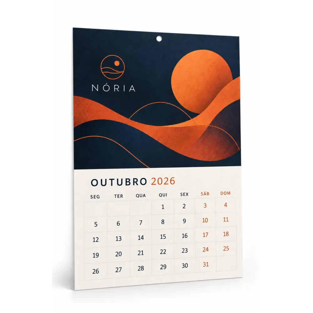 Calendário de parede personalizado com a logo da empresa
