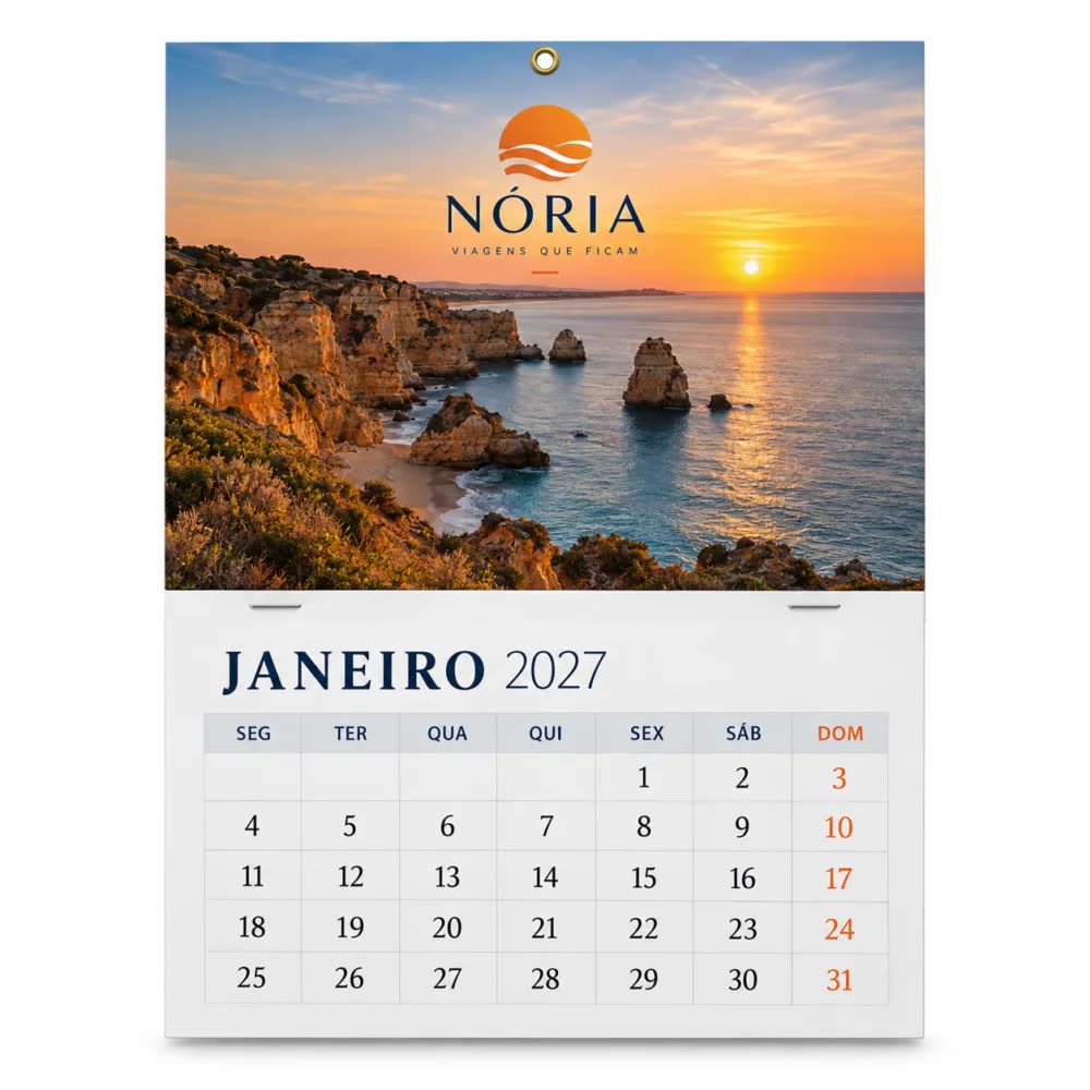 Calendário de parede com bloco personalizado com a logo da empresa