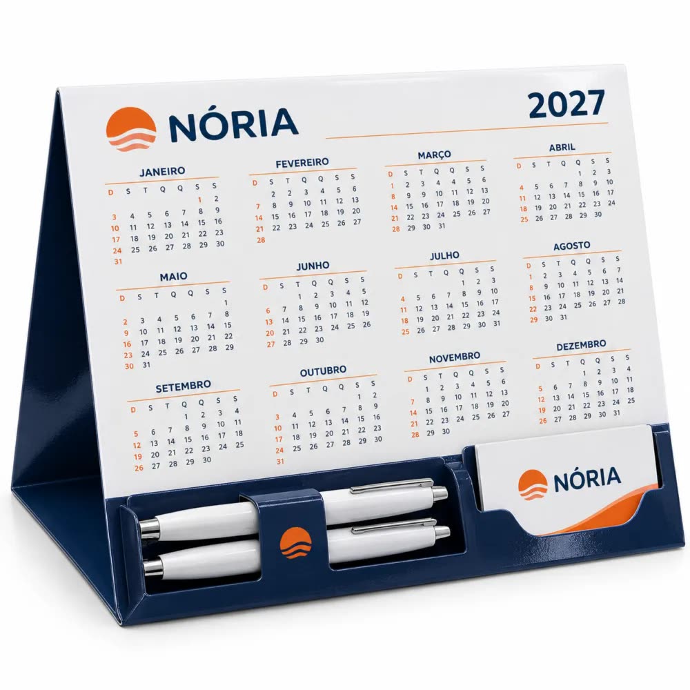 Calendário de mesa de cartão personalizado com a logo da empresa