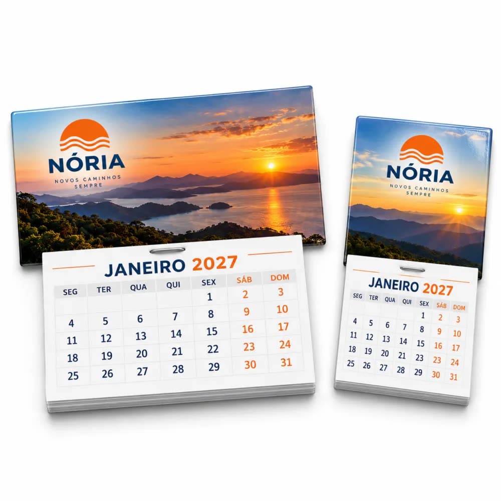 Calendário ímã de geladeira personalizado com a logo da empresa