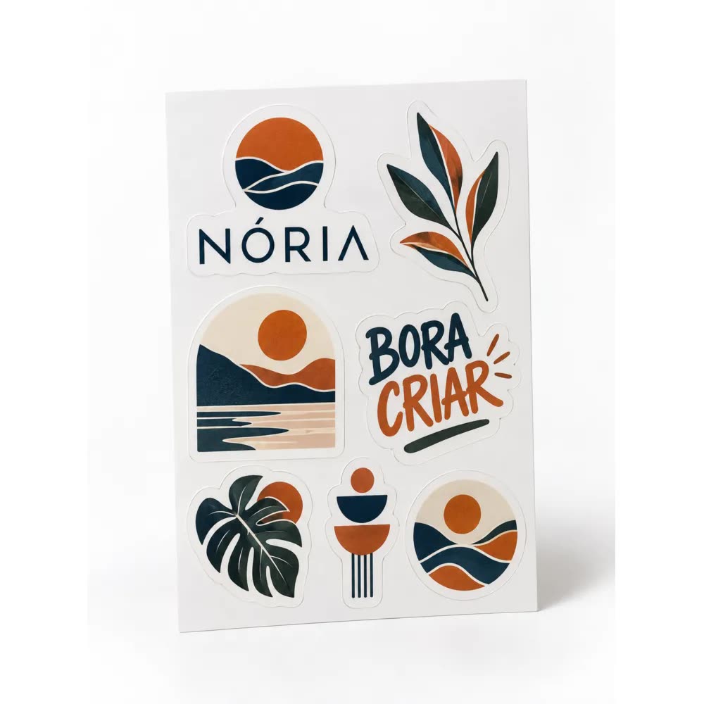 Cartela de adesivos com a logo da empresa