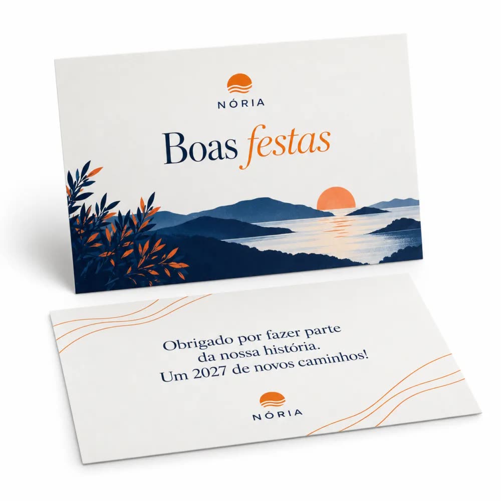 Flyer cartão em couchê 300 g com a logo da empresa