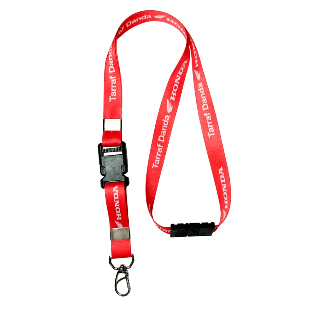 Cordão para crachá com trava de mochila e trava de segurança 20 mm personalizado com a logo da empresa
