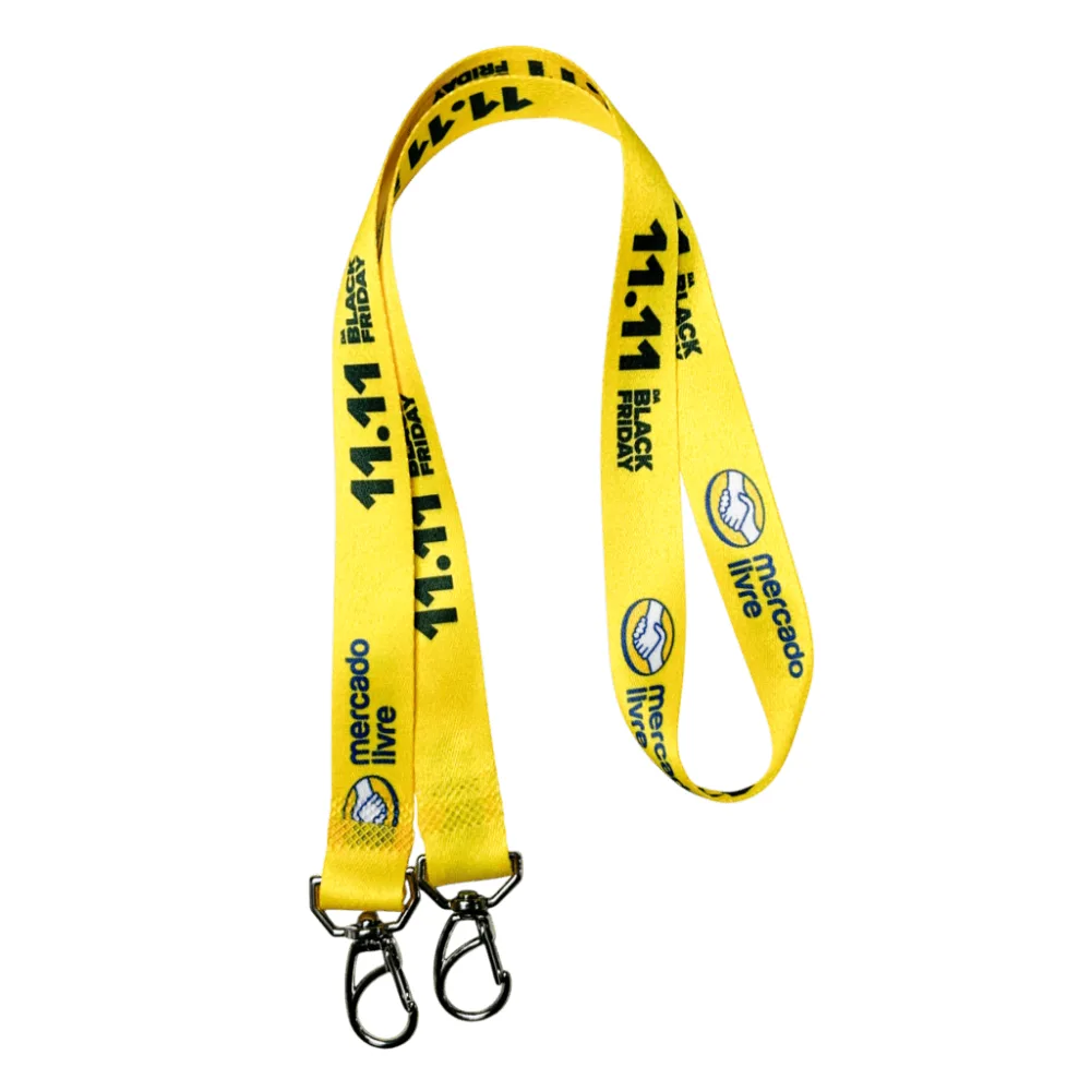 Cordão para crachá de ponta dupla 20 mm personalizado com a logo da empresa