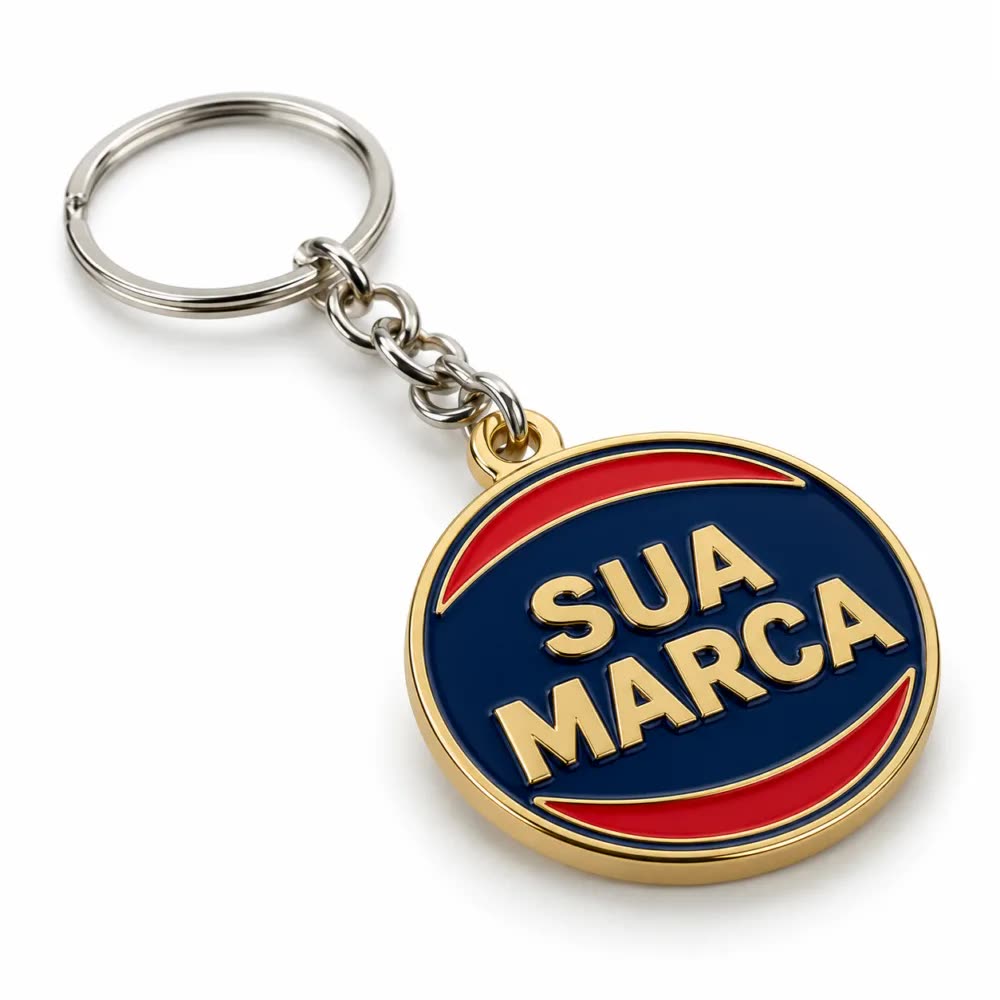 Chaveiro de metal personalizado com a logo da empresa