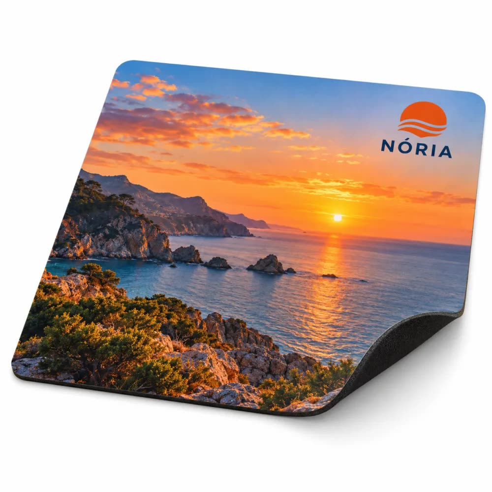 Mouse pad de neoprene 19 × 22 cm personalizado com a logo da empresa