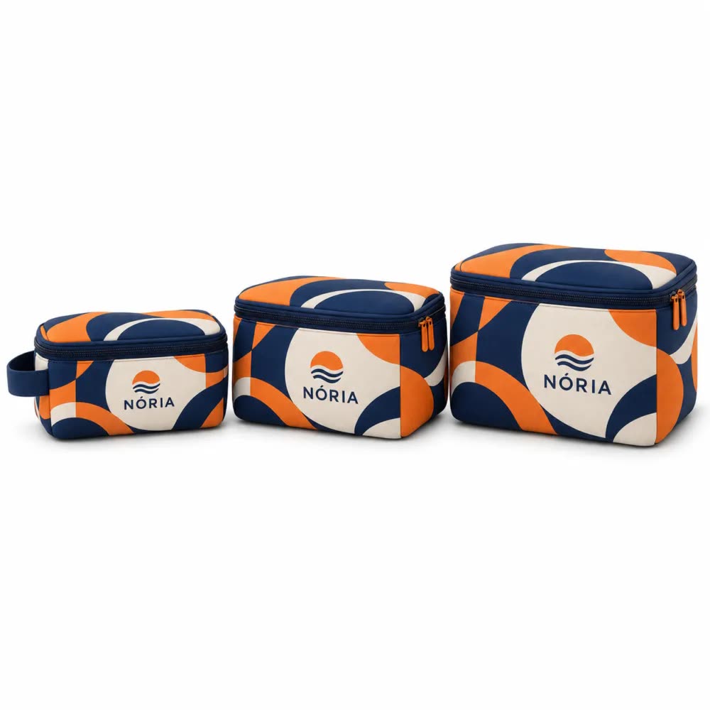 Necessaire box de neoprene personalizada com a logo da empresa