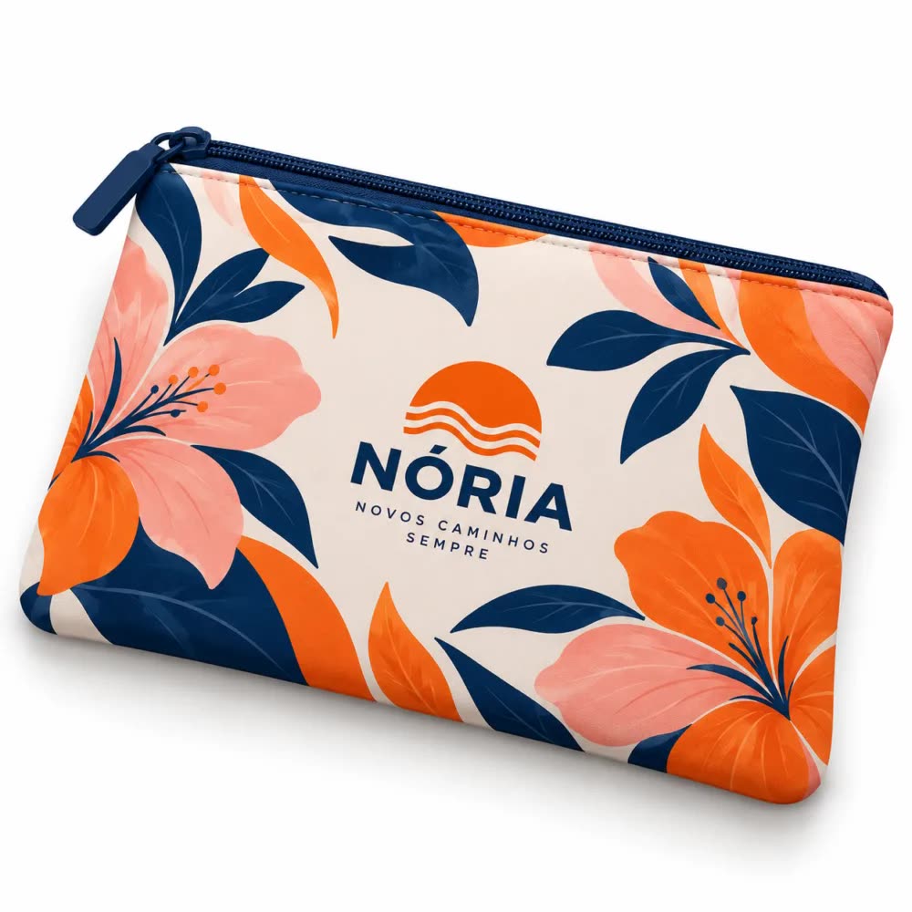 Necessaire slim de neoprene personalizada com a logo da empresa