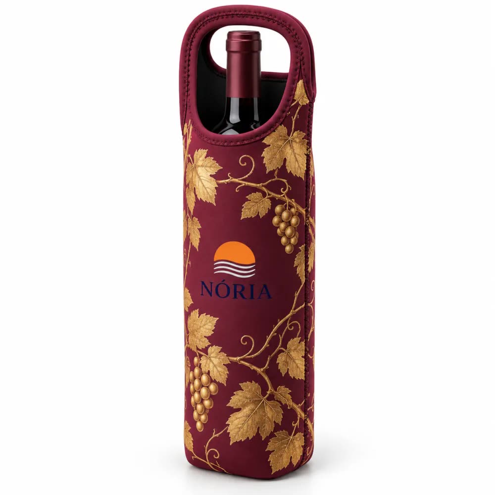 Sacola para vinho de neoprene personalizada com a logo da empresa