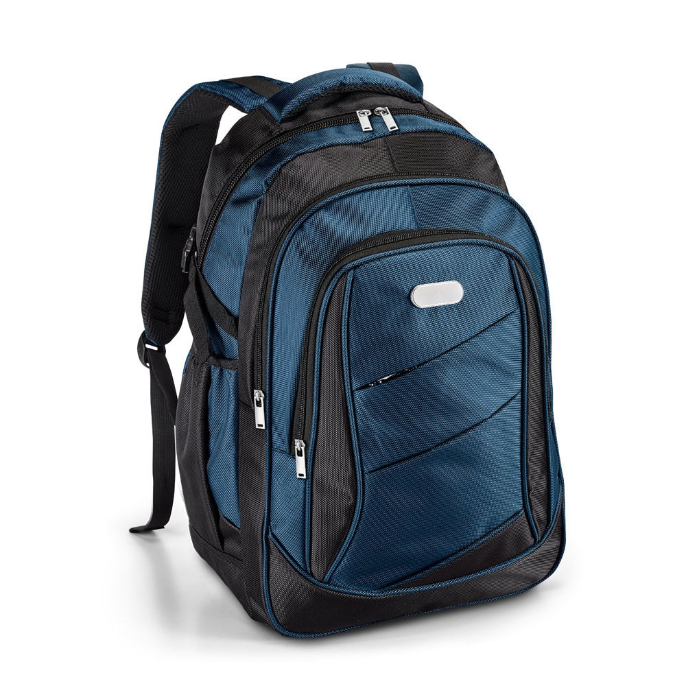 Mochila para notebook 15,6" em 1680D e 300D com 2 compartimentos na cor Azul, personalizada com a logo da empresa
