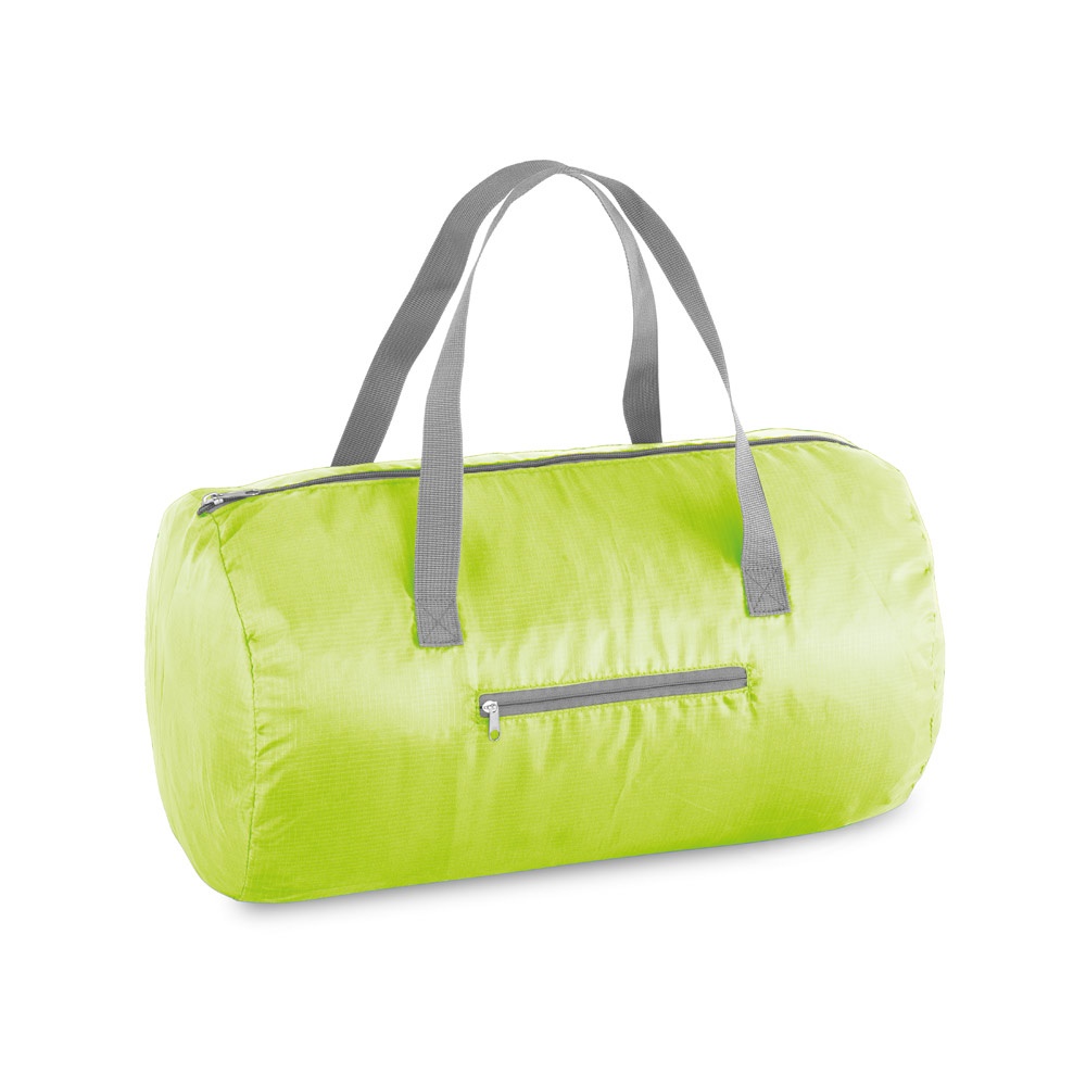 Sacola esportiva dobrável em 210D ripstop com bolso frontal personalizada com a logo da empresa