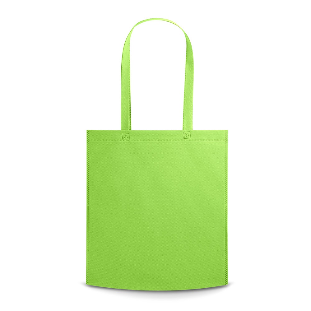 Sacola em non-woven (80 g/m²) termo-selado com alças na cor Verde claro, personalizada com a logo da empresa