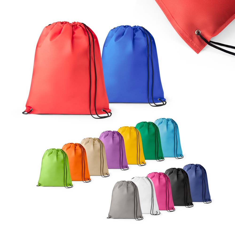 Sacola tipo mochila em non-woven (80 g/m²) termo-selado personalizada com a logo da empresa