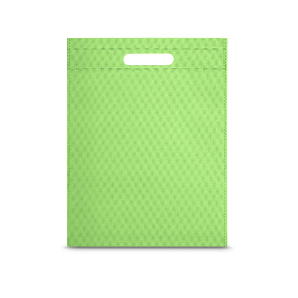 Sacola em non-woven (80 g/m²) termo-selado (25 x 35 x 8 cm) personalizada com a logo da empresa, na cor verde claro