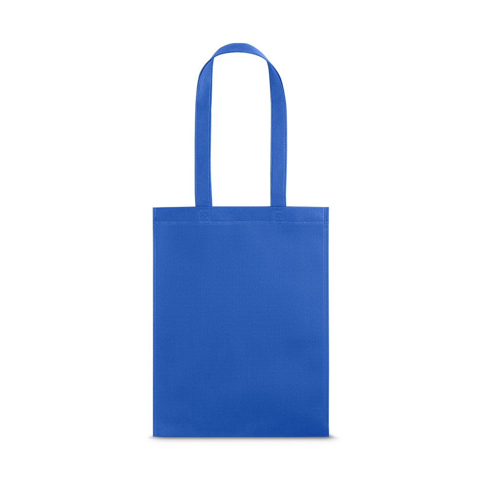 Sacola em non-woven (80 g/m²) termo-selado (27 x 35 cm) personalizada com a logo da empresa, na cor azul royal