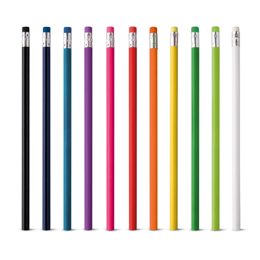 Lápis com borracha não apontado de corpo colorido personalizado com a logo da empresa