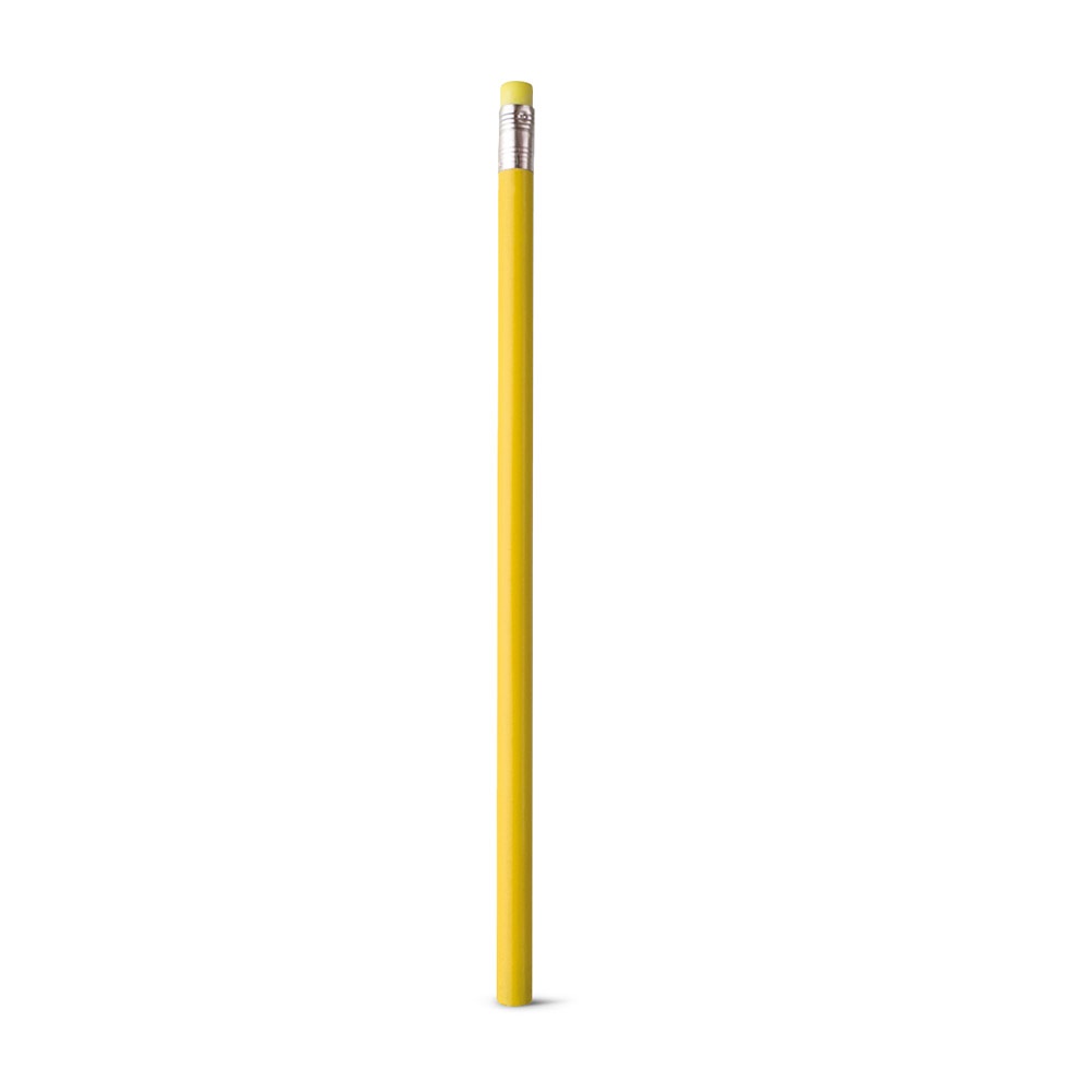 Lápis com borracha não apontado de corpo colorido personalizado com a logo da empresa, na cor amarelo