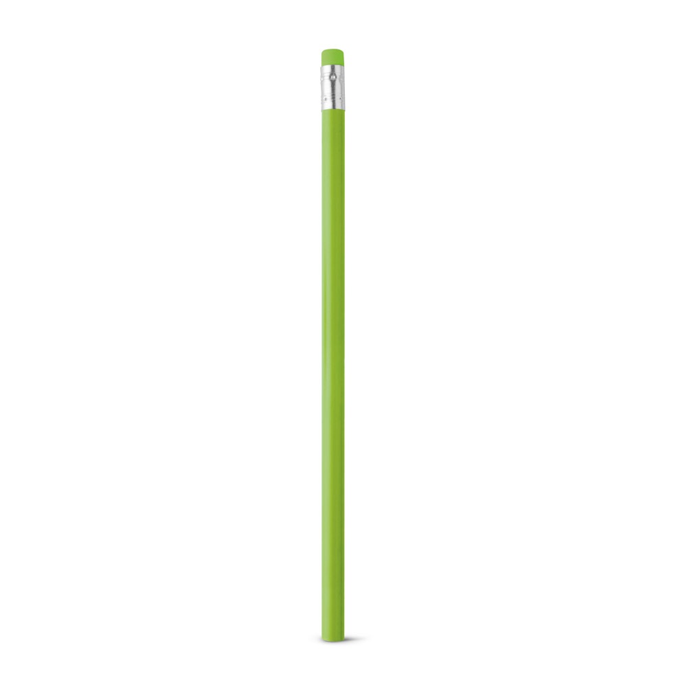 Lápis com borracha não apontado de corpo colorido personalizado com a logo da empresa, na cor verde claro