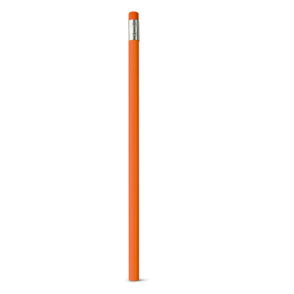 Lápis com borracha não apontado de corpo colorido personalizado com a logo da empresa, na cor laranja