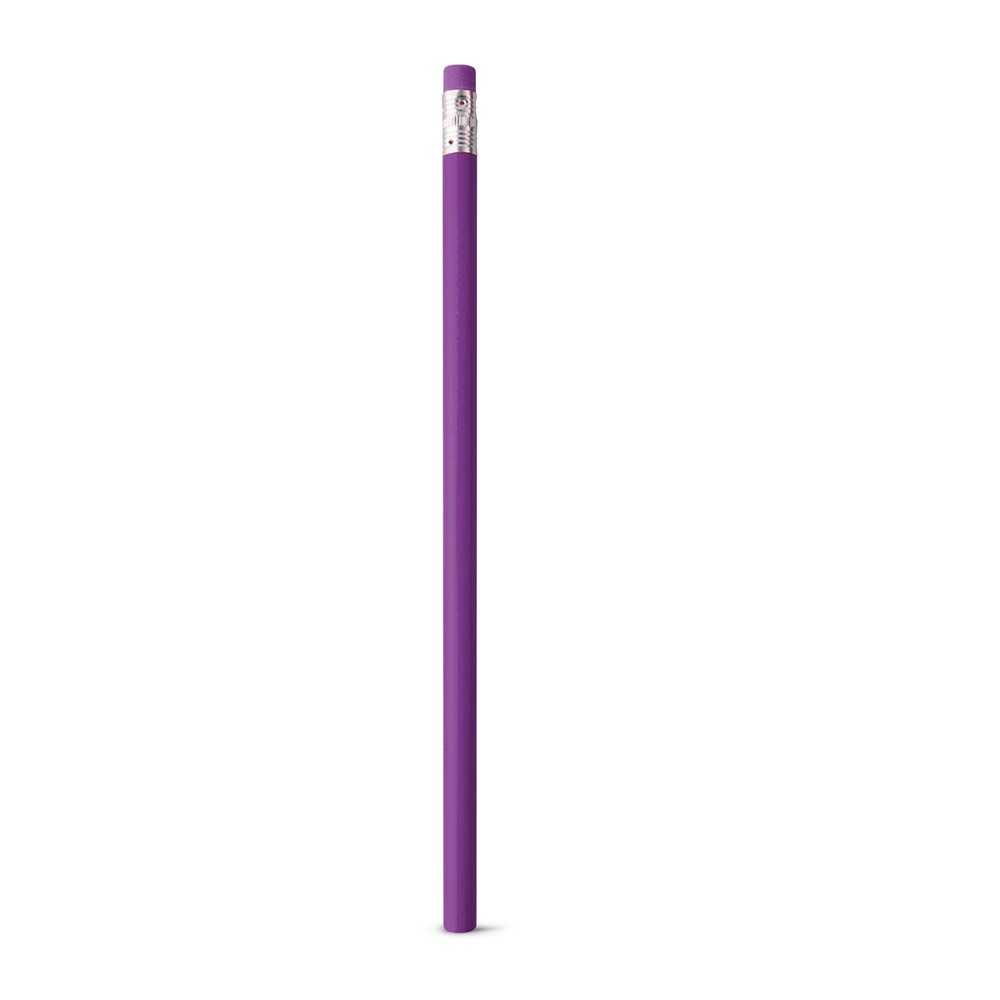 Lápis com borracha não apontado de corpo colorido personalizado com a logo da empresa, na cor roxo