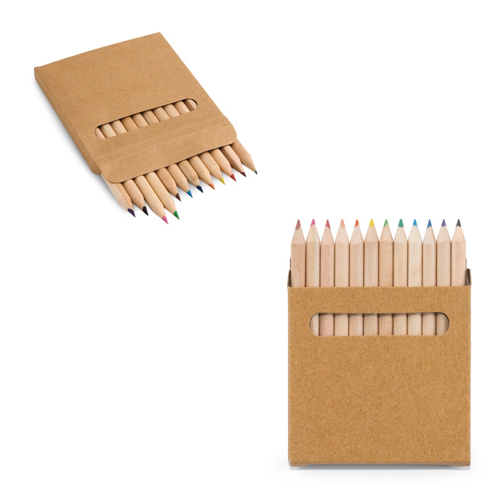 Caixa de cartão de papel kraft com 12 mini lápis de cor, foto 1
