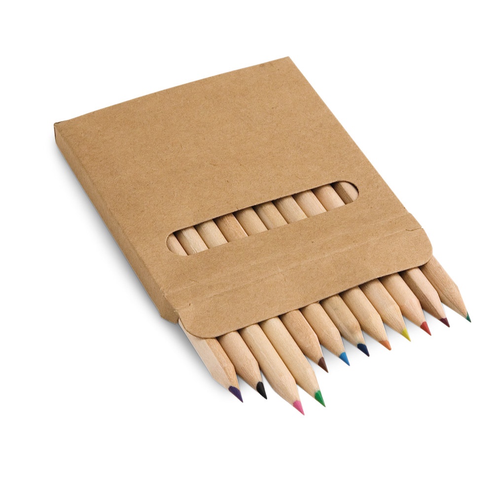 Caixa de cartão de papel kraft com 12 mini lápis de cor, foto 2