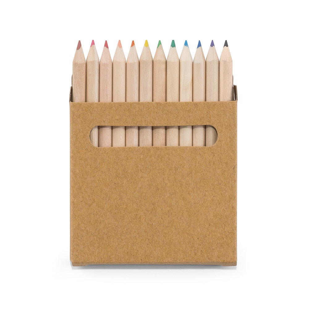 Caixa de cartão de papel kraft com 12 mini lápis de cor, foto 3