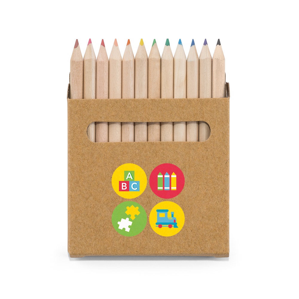 Caixa de cartão de papel kraft com 12 mini lápis de cor, foto 4