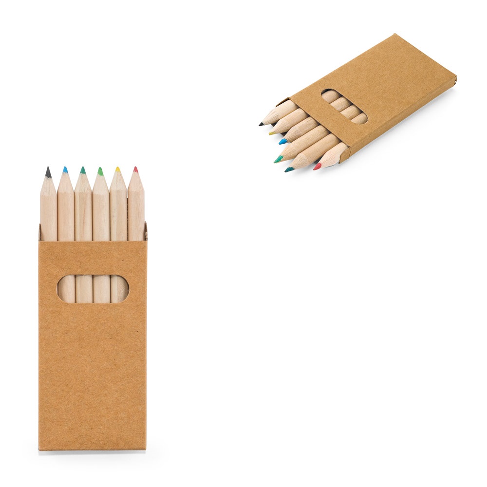Caixa de cartão de papel kraft com 6 mini lápis de cor, foto 1