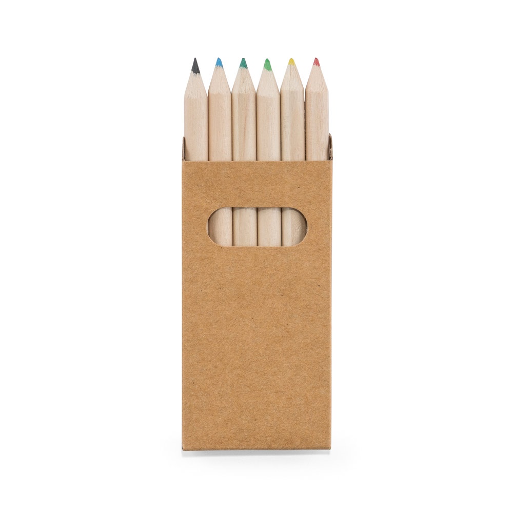Caixa de cartão de papel kraft com 6 mini lápis de cor, foto 3