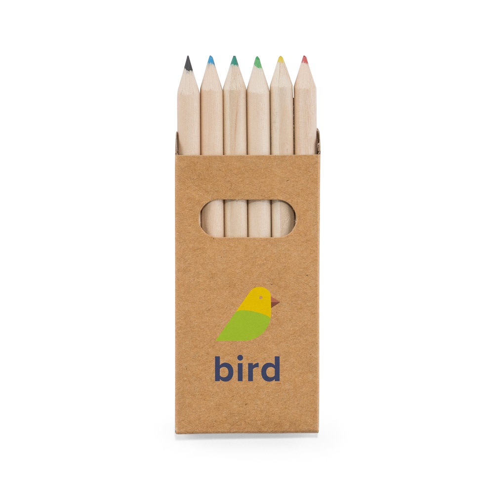 Caixa de cartão de papel kraft com 6 mini lápis de cor, foto 4