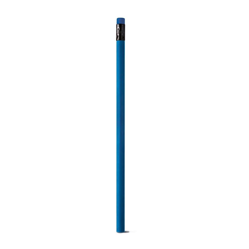 Lápis em resina 100% reciclada com borracha personalizado com a logo da empresa, na cor azul