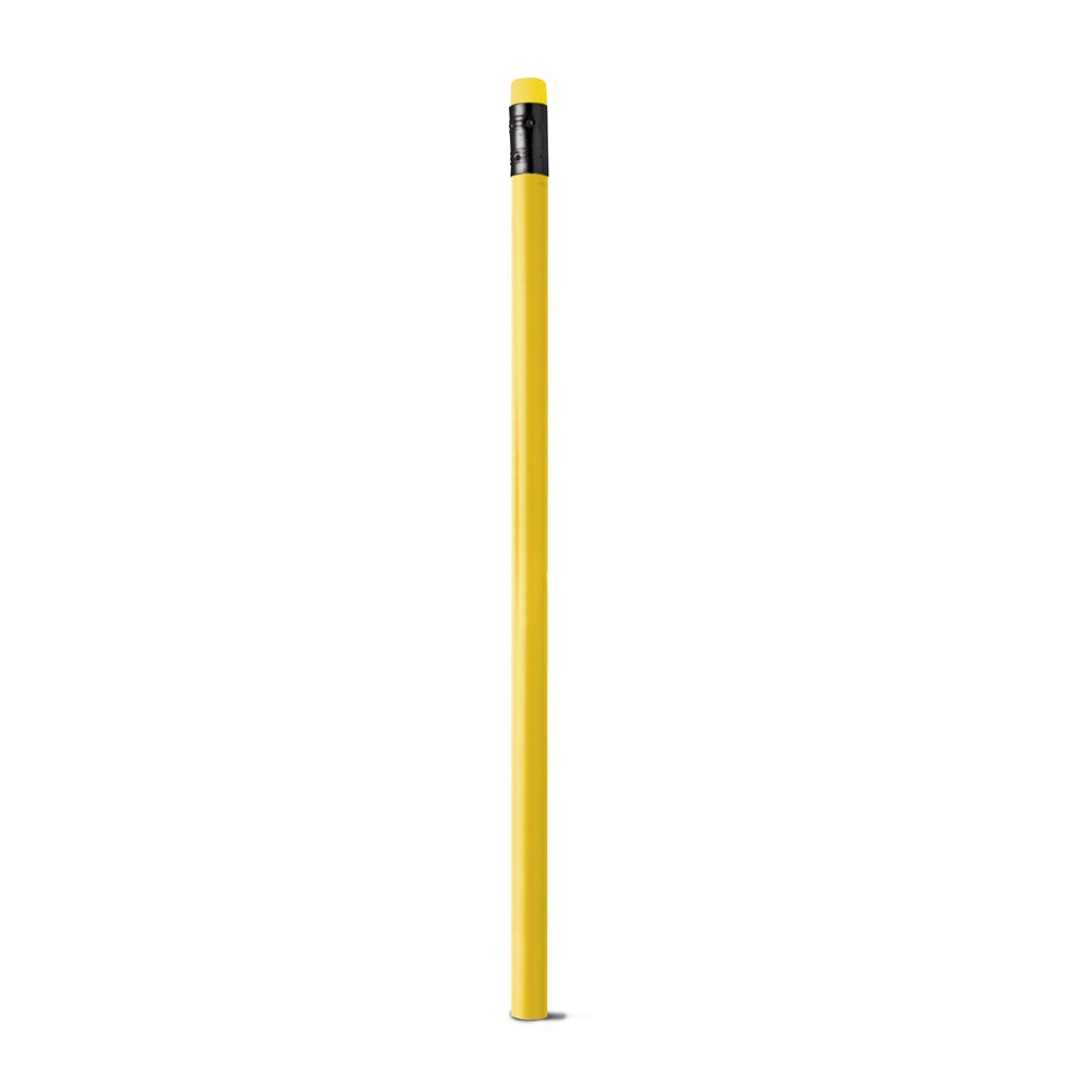 Lápis em resina 100% reciclada com borracha personalizado com a logo da empresa, na cor amarelo