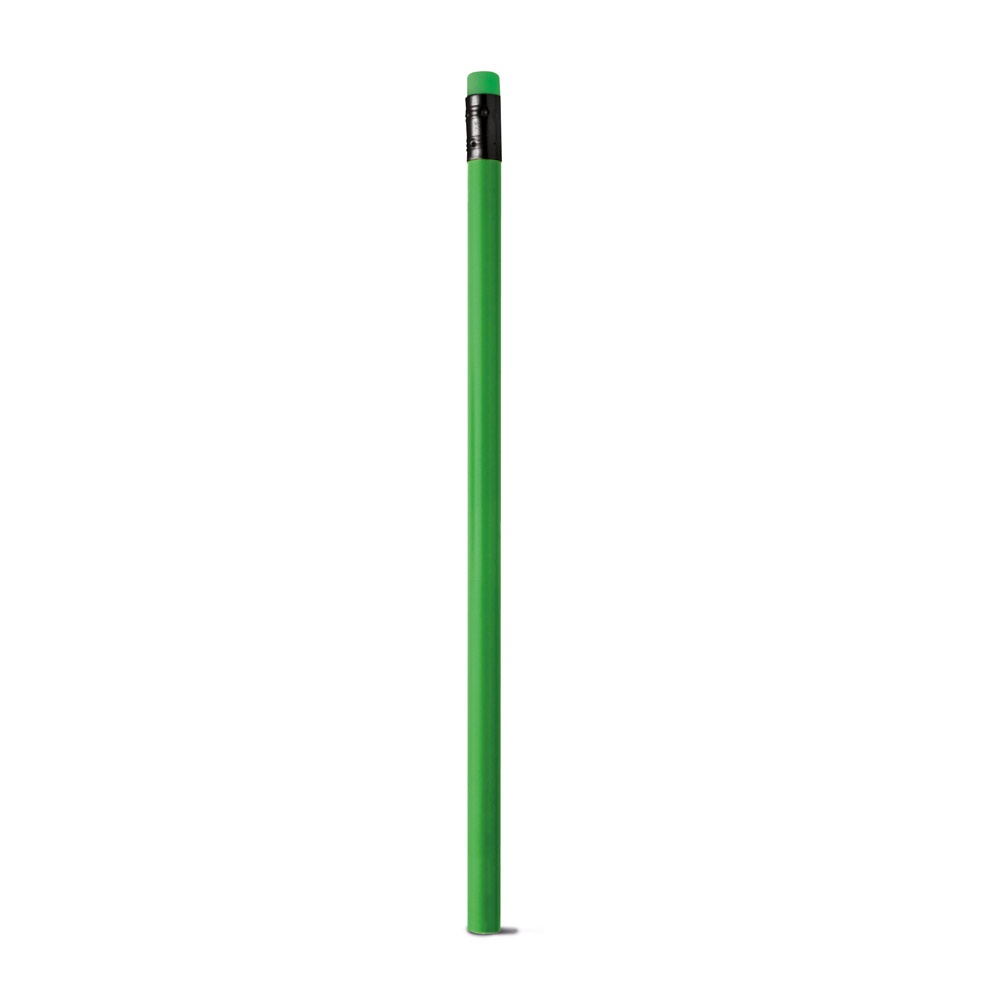 Lápis em resina 100% reciclada com borracha personalizado com a logo da empresa, na cor verde