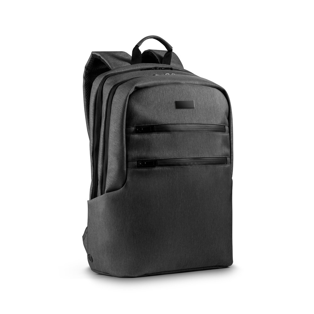 Mochila para notebook (17") em nylon 2Tone impermeável (14 litros) na cor Preto, personalizada com a logo da empresa