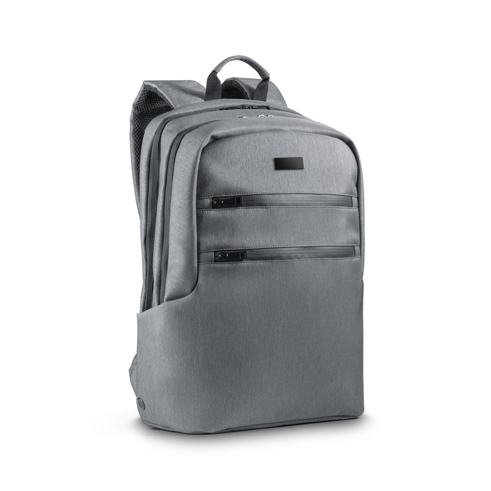 Mochila para notebook (17") em nylon 2Tone impermeável (14 litros) personalizada com a logo da empresa, na cor cinza claro