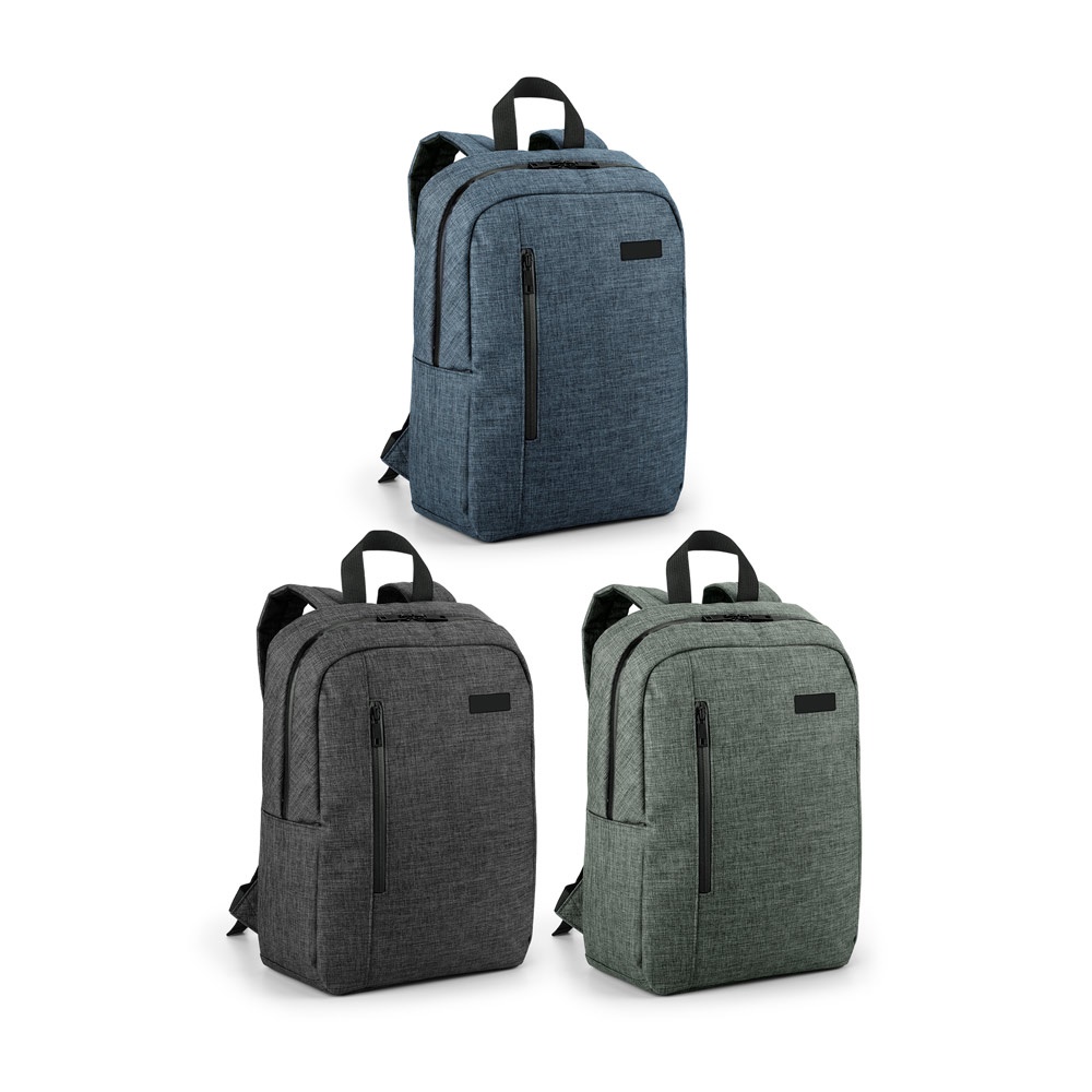 Mochila para notebook 14" 12 litros em 600D com placa metálica personalizada com a logo da empresa